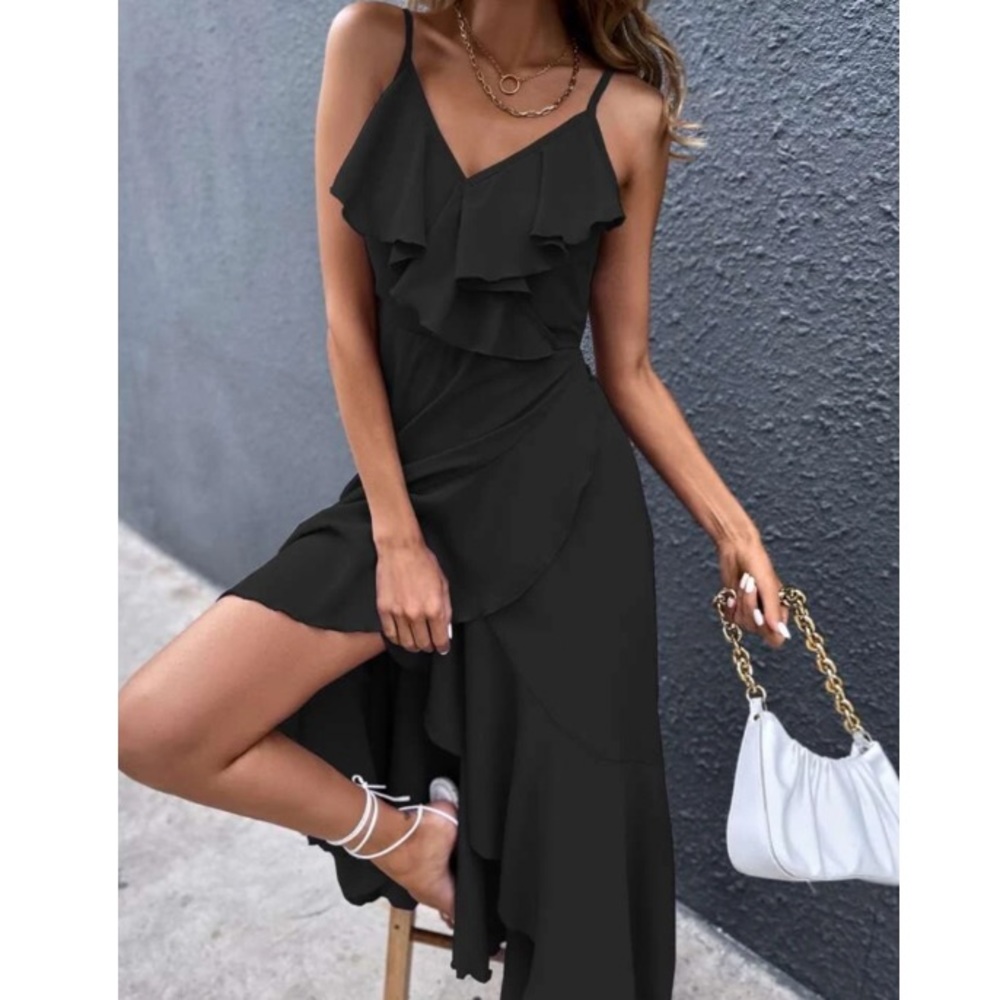 Boho ruffle wrap maxi dress